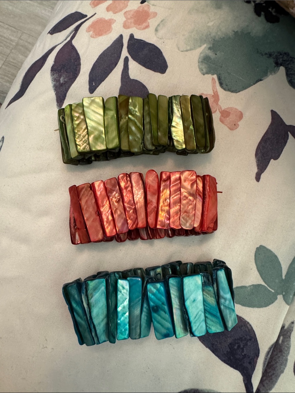 Shell Bar Stretch Bracelet - Green, Red, Teal - Women Accessories